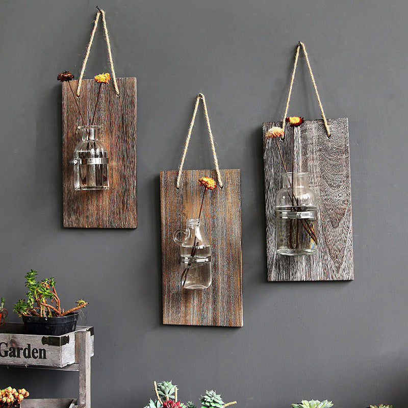 Rustic Reclaimed Wood Hanging Planter Sconce