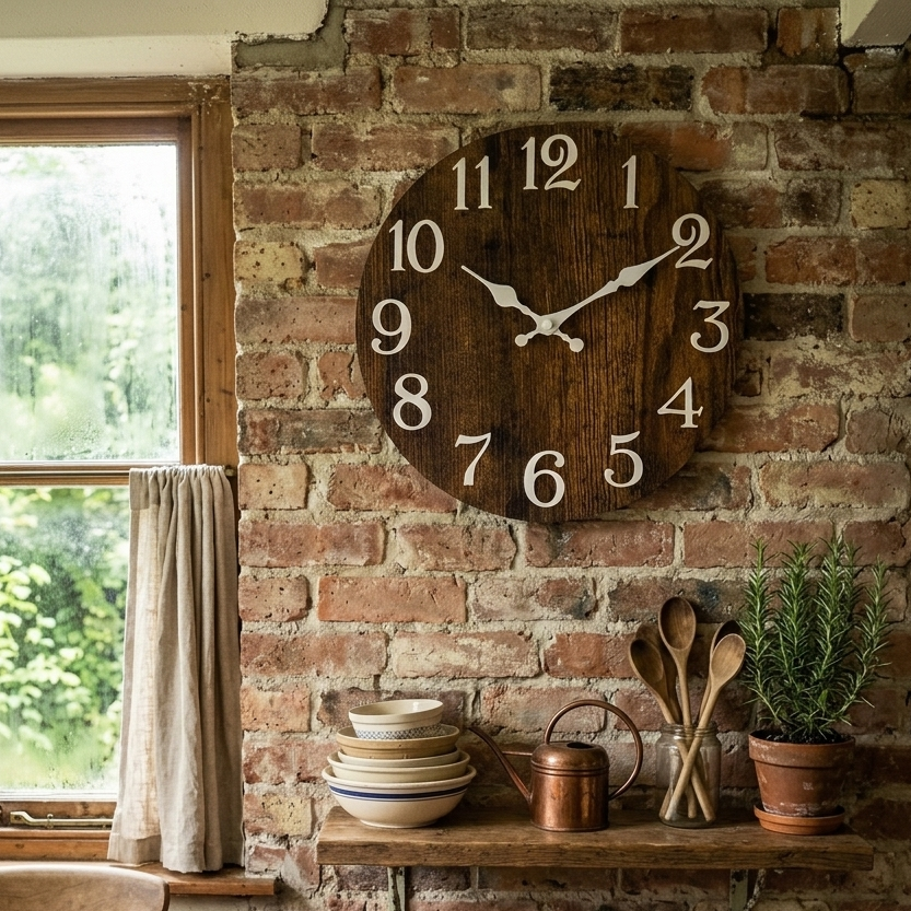 Rustic Wood Wall Clock – 10”