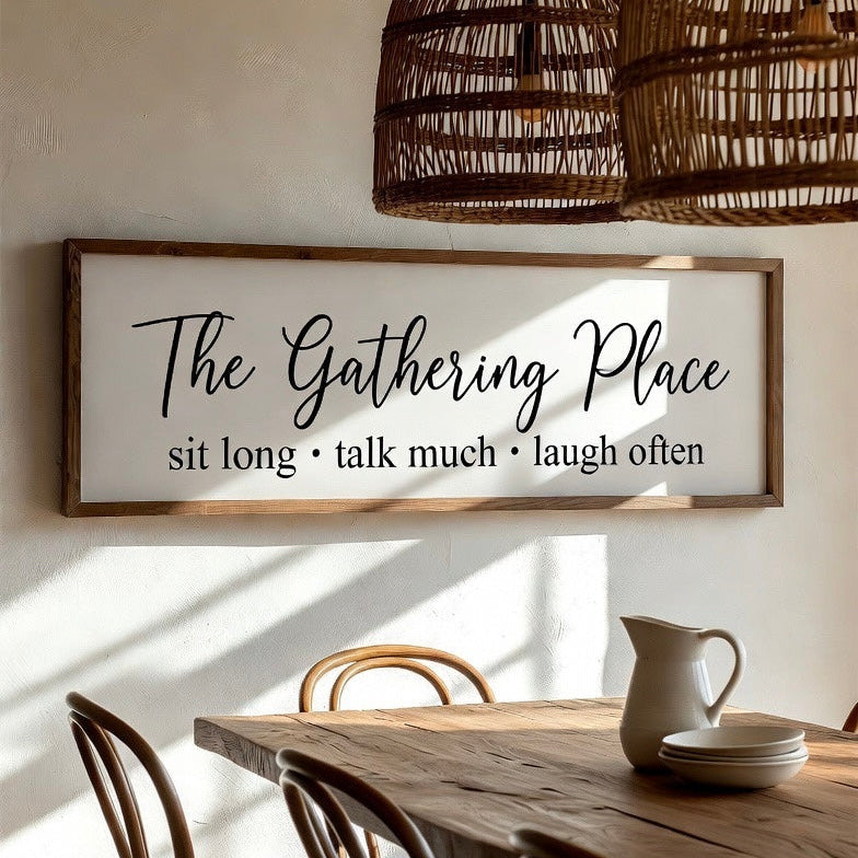 The Gathering Place Sign | Farmhouse Dining Room Wall Decor
